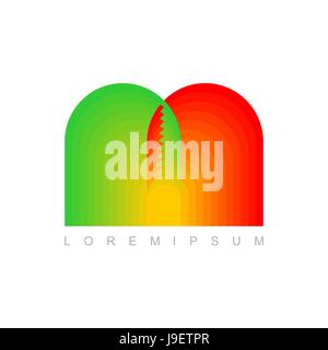 Merging coloured arches. Logo template for company business. Emblem design template elements. Stock Vector