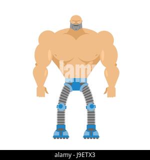 Cyborg- half human, half robot. Body of  man. Legs Cyber mechanical. Machine of future. Bionic Artificial limbs for humans. Stock Vector