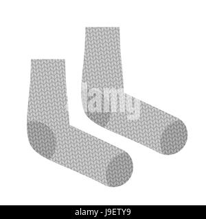 Knitted socks. Woollen clothing for cold weather. Vintage clothing accessories Stock Vector