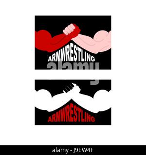 Armwrestling logo. Two strong hands. Vector illustration Stock Vector