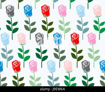 Multicolored roses seamless pattern. Vector flower background. Flower ornament Stock Vector