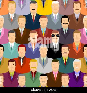 Spy and people. Secret agent in glasses among crowds of people. Vector seamless background Stock Vector