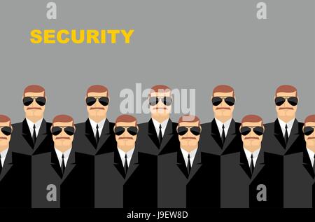 Security Bodyguard. Pattern of men in glasses.  Vector background of people Stock Vector