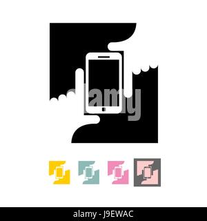 Logo Selfie. Hands and phone. Vector illustration Stock Vector