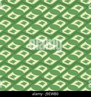 Money seamless pattern. Banknotes of American money for 100 dollars. Cash dollars, vector background. Stock Vector