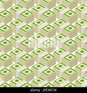 Bundle money seamless pattern. Cash dollars, vector background. Stock Vector