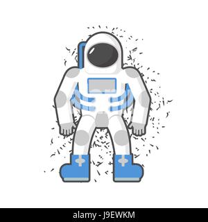 Astronaut on a white background. Cosmic traveler. Vector illustration. Stock Vector