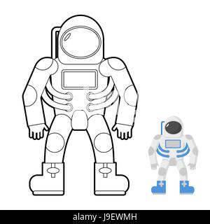 Astronaut coloring book. Vector illustration of a space man. Stock Vector