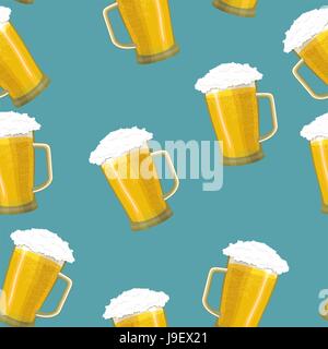 Seamless background tankards foamy glass of beer Stock Vector
