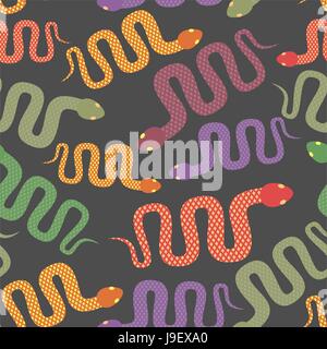 Snake seamless pattern. Vector background of desert reptiles. Colorful snakes Stock Vector