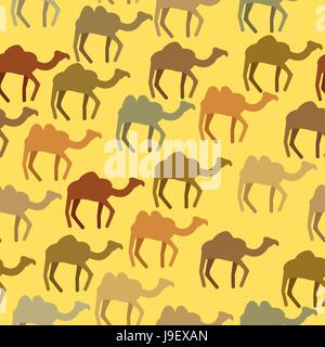 Camels seamless pattern. Background of desert animals. Vector ornament. Stock Vector