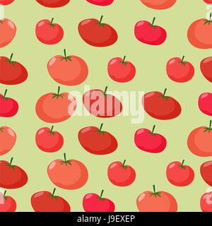 Background of red tomatoes. Vector seamless pattern of vegetables. Vector texture Stock Vector