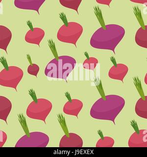 Beet pattern. Seamless background with dark red beets. Vector texture Stock Vector