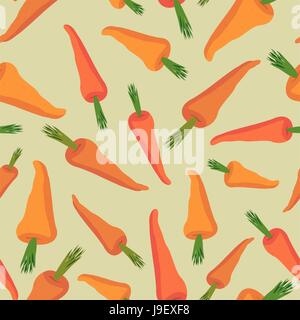 Carrot seamless pattern. Vegetable vector background Orange carrots Stock Vector
