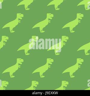 Dinosaur seamless pattern. Texture of  ancient animals of Jurassic period. Big Green predator. Repeating background t-Rex. Ornament for  fun childrens Stock Vector