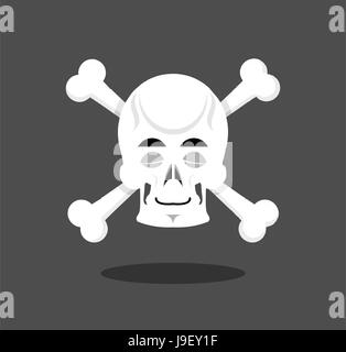 Sleeping skull emotion. Crossbones. Closed eye skeleton head Stock Vector