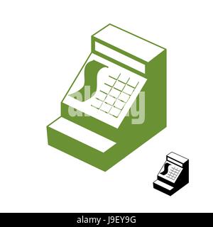 Cashier symbol. Cash register sign. Accounting money in store. Sign in one color. Machine counting money shop. Stock Vector