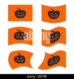 Flag Halloween. Sign set for terrible holiday. Traditional festive paced flag. Pumpkin symbol terrible holidays Stock Vector