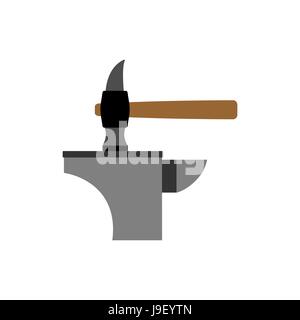 Hammer and anvil. smith tools. Accessory blacksmithing Stock Vector