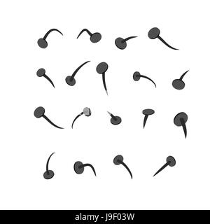 old nails set. Collection of vintage building studs Stock Vector