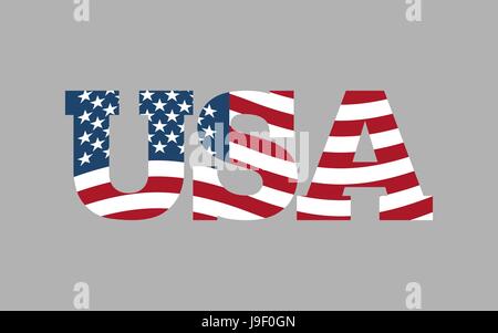 USA flag in text. American flag in letters. National emblem. Patriotic illustration Stock Vector