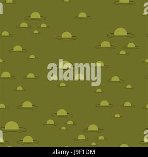 Swamp seamless pattern. Big green morass texture. Bubbles on background marsh mire Stock Vector