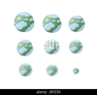 Pluto. Planet Pluto isolated. Set planet Pluto with varying degrees of blur. Blur effect  pluton. Astronomical objects. Cosmic star Stock Vector