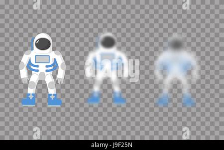 Astronaut. Space traveler. Astronaut with varying degrees of blur. Astronaut effect blur Stock Vector