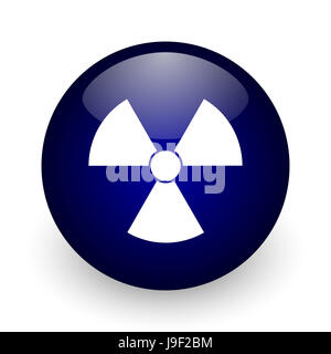 Radiation blue glossy ball web icon on white background. Round 3d render button. Stock Photo