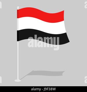 Yemen Flag. Official national mark of Republic of Yemen. Traditional Yemeni flag paced. state in Southwest Asia Stock Vector