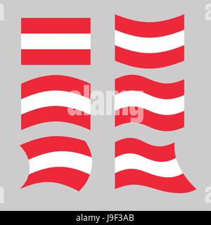 Austria flag. Set of flags o Austrian Republic in various forms. Developing Austrian flag European state Stock Vector