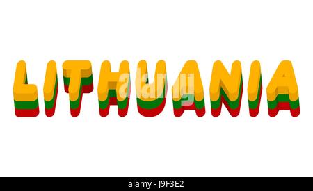 Lithuania typography. Text of Lithuanian flag. emblem of European countries on white background. letters tricolor Stock Vector