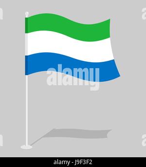 Sierra Leone flag. Official national mark of Sierra Leone Republic. Traditional growing state flag in West Africa Stock Vector
