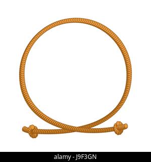 Rope loop frame. Rope rope circle with sites Stock Vector