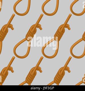 Hangman noose seamless pattern. Gallows-tree ornament. Rope for hanging Stock Vector