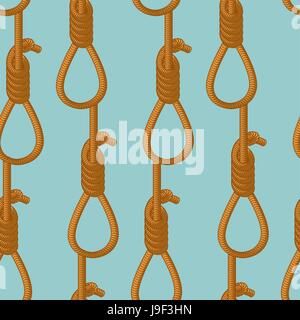 Hangman noose seamless pattern. Hangman texture. Background of the rope loop Stock Vector
