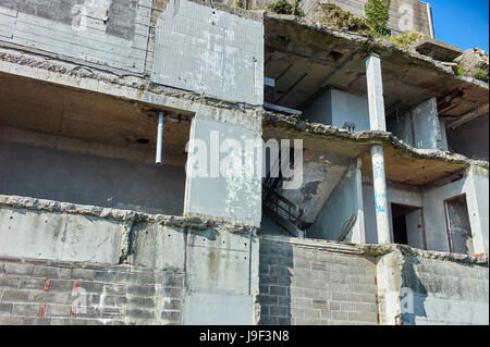Remains of Summerland building in Douglas, Isle of Man showing stairwells Stock Photo
