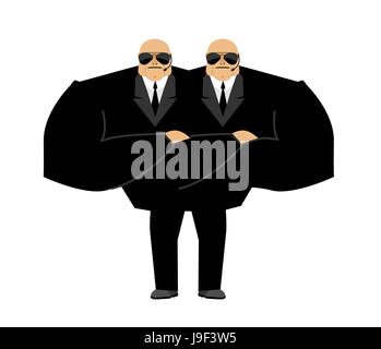 Bodyguard mutant. Monster Security guard face control of nightclub. Black suit and hands-free. protection person on white background Stock Vector