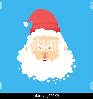 Santa angry Emoji. Aggressive Santa Claus. head of grandfather with beard and mustache isolated. Christmas avatars Stock Vector