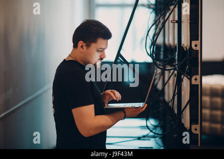 Male working on laptop Stock Photo