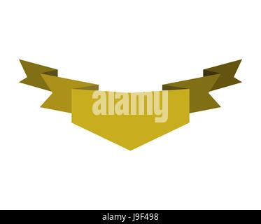 Ribbon isolated template yellow. Decorative tape for heraldry. Retro elements for your design Stock Vector