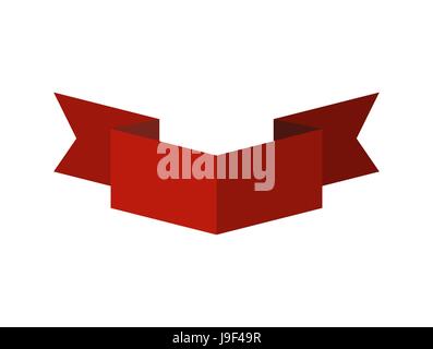 Ribbon isolated template red. Decorative tape for heraldry. Retro elements for your design Stock Vector