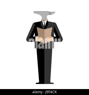 Man anvil businessman. harsh boss. incus manager. Tool in human clothes Stock Vector