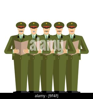 Military Choir. Officers sing songs. war band. Army musicians Stock Vector