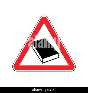 Book Warning sign red. Reading Hazard attention symbol. Danger road sign triangle psalterium Stock Vector