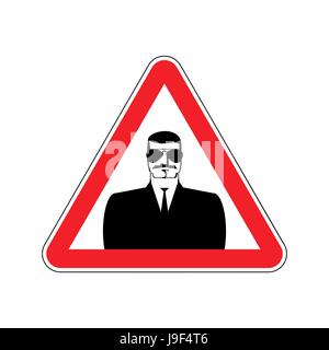 Spy Warning sign red. Secret Agent Hazard attention symbol. Danger road sign triangle snoop Stock Vector