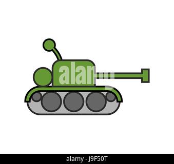 Tank childs drawing style. Fighting war machine isolated Stock Vector