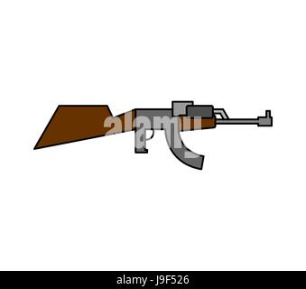 Machine gun childs drawing style. Arms on white background. Military rifle Stock Vector