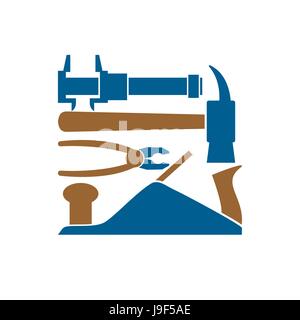 Repair logo. Repairs Tool emblem. Instrument sign. Industrial locksmith Tools Stock Vector