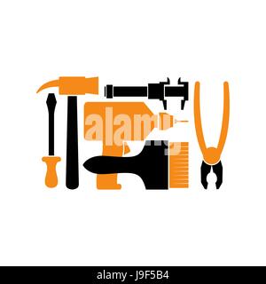 Repair logo. Repairs Tool emblem. Instrument sign. Industrial locksmith Tools Stock Vector